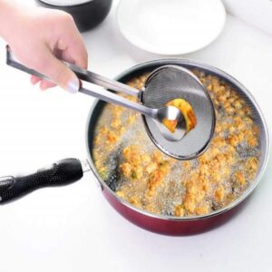 2 in 1 Fry Tool Filter Spoon Snack Strainer with Clip Oil Frying promax.pk