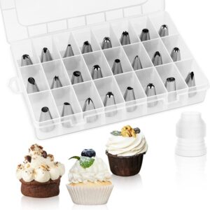 24 Piece Piping Tips Set with Storage Box, Stainless Steel Nozzles promax.pk