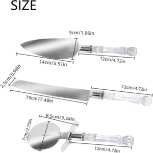 3 Piece Stainless Steel Cake Knife, Server Set and Pizza Cutter with Elegant Handle promax.pk