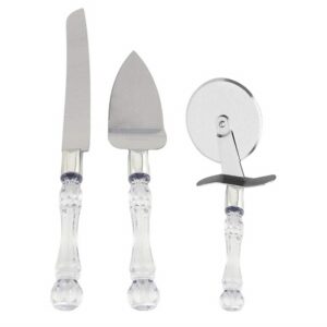 3 Piece Stainless Steel Cake Knife, Server Set and Pizza Cutter with Elegant Handle promax.pk