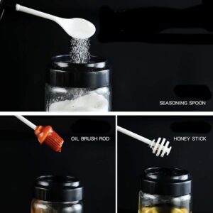 3 Spice Clear Seasoning Jars Storage Container with Spoon,Olive Oil Bottle with Brush Moisture promax.pk