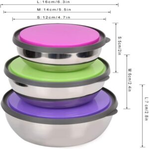 3Pcs Stainless Steel Bowl Set with Lid - Food Storage Container promax.pk