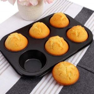 6 Slot Carbon Steel Muffin Tray with 8pcs Measuring Cup-Spoon Set and Silicon Spatula-Brush Set promax.pk