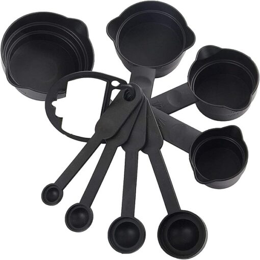 Baking Tools Combo of 2 Pieces Silicon Spatula-Brush Set, 1 Stainless Steel Egg BeaterWhisker and 8 Pieces Measuring Cup, Spoon Set promax.pk