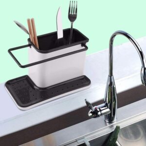 Sink Tidy Self Draining Sink Caddy with Base Stand Organizer Brush Sponge Cleaning Cloth Holder promax.pk