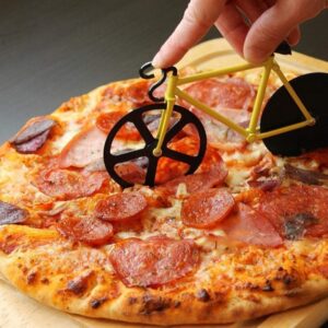 Bicycle Pizza Cutter,Non-stick Bike Pizza Slicer, Dual Stainless Steel Cutting Wheels promax.pk