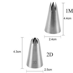 2D & 1M Large Size Rose Flower Cake Decorating Icing Tip, Muffin Cupcake Decoration Srtainless Steel Nozzle (Steel Pack of 2) promax.pk