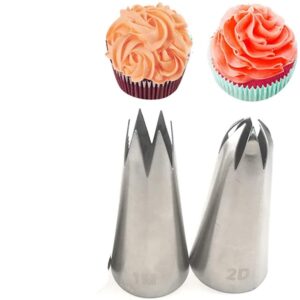 2D & 1M Large Size Rose Flower Cake Decorating Icing Tip, Muffin Cupcake Decoration Srtainless Steel Nozzle (Steel Pack of 2) promax.pk