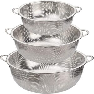 Fruit Drain Rice Mesh Sifter Colander Set of 3 Strainer Sieve Rice Food Basket promax.pk