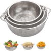 Fruit Drain Rice Mesh Sifter Colander Set of 3 Strainer Sieve Rice Food Basket promax.pk