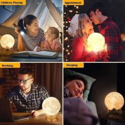 Moon Lamp with 16 Colors LED Night Light with Stand USB Rechargeable Promax.pk