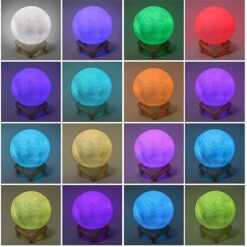 Moon Lamp with 16 Colors LED Night Light with Stand USB Rechargeable Promax.pk