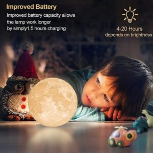 Moon Lamp with 16 Colors LED Night Light with Stand USB Rechargeable Promax.pk