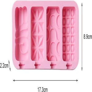 Non-stick Ice Cream Mold with 4 Grids Multi Pattern Pop-sicle Tray Mould promax.pk