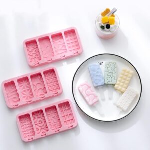 Non-stick Ice Cream Mold with 4 Grids Multi Pattern Pop-sicle Tray Mould promax.pk