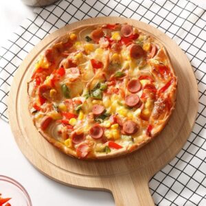 Pizza Dish Wooden Pizza Board with Handle Round Pizza Baking Tray Pizza Stone Cutting Board Platter promax.pk