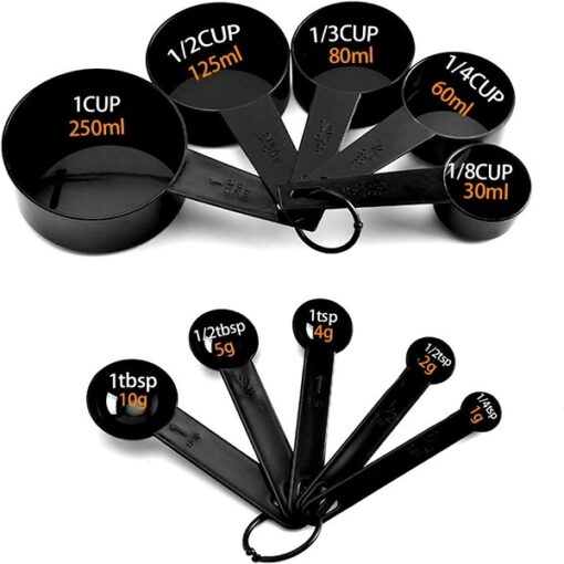 10pcs Plastic Measuring Cup and Spoon Set Black promax.pk