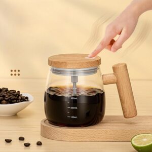 Self Stirring Electric Glass Mixing Mug with Handle & Lid promax.pk