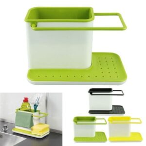 Sink Tidy Self Draining Sink Caddy with Base Stand Organizer Brush Sponge Cleaning Cloth Holder promax.pk