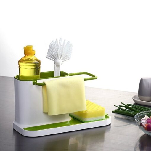 Sink Tidy Self Draining Sink Caddy with Base Stand Organizer Brush Sponge Cleaning Cloth Holder promax.pk