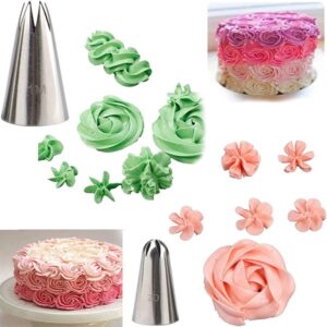 2D & 1M Large Size Rose Flower Cake Decorating Icing Tip, Muffin Cupcake Decoration Srtainless Steel Nozzle (Steel Pack of 2) promax.pk