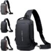 USB Charging Sport Sling Anti theft Shoulder Bag Waterproof promax.pk