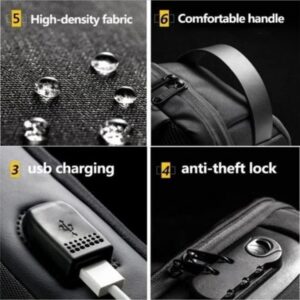 USB Charging Sport Sling Anti theft Shoulder Bag Waterproof promax.pk