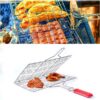 large Steel Portable Barbecue BBQ Grill Net Basket Roast Grilling Tray promax.pk