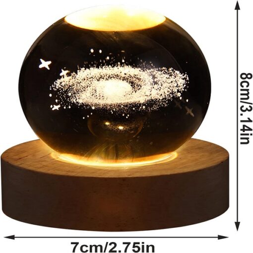 moon Crystal Ball Night Light with Wooden Base Promax.pk