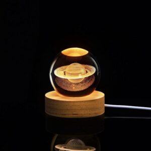 moon Crystal Ball Night Light with Wooden Base Promax.pk