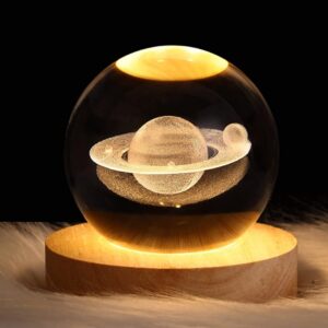 moon Crystal Ball Night Light with Wooden Base Promax.pk