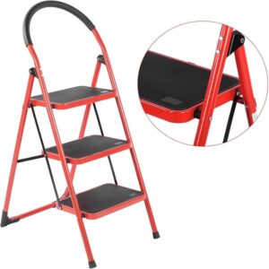 3 Step Iron Folding Ladder Stool Stepladders Promax.pk