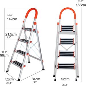 4 Step Aluminium Folding Ladder Stool Stepladders Promax.pk