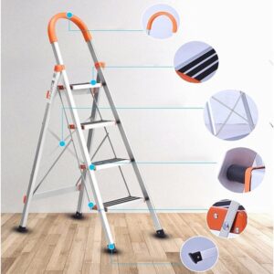 4 Step Aluminium Folding Ladder Stool Stepladders Promax.pk