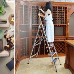 5 Step Aluminium Folding Ladder Stool Stepladders Promax.pk