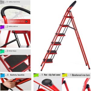 6 Step Iron Folding Ladder Stool Stepladders Promax.pk