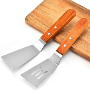 Set-2pcs Slotted fish spatula,Griddle Scraper and Pancake Flipper or Hamburger Turner Promax.pk