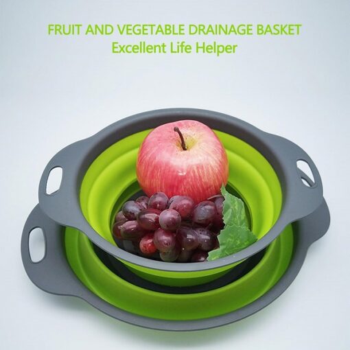 Silicone Collapsible Colander Basket Set, BPA Free Round Fruit Washer Drainer for Vegetable promax.pk