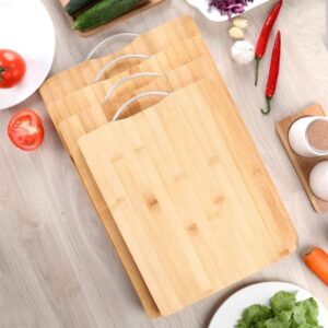 Small Size Bamboo Cutting Board Rectangle Hangable Non Slip promax.pk