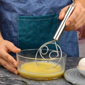 Stainless Steel Bread Dough Whisk,Hand Mixer Blender With Double Coil Head Design promax.pk