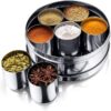 Stainless Steel Double Lid Spice Box, Masala Container for Kitchen, Steel Masala Boxes for Kitchen, 7 spice masala box promax.pk