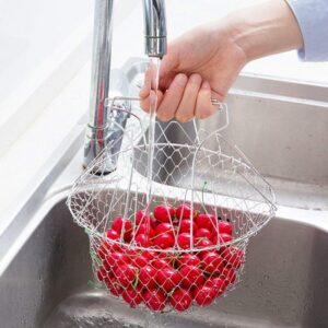 Stainless Steel Foldable Cooking Basket Magic Basket Mesh Basket Strainer Net promax.pk