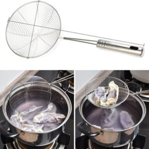 Stainless Steel Long Handle Strainer Drainer Sifter Colander Spoon Kitchen Tool promax.pk