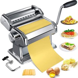 Stainless Steel Manual Roller Pasta Maker With Adjustable Thickness Settings Sturdy Noodles Cutter with Clamp for Spaghetti promax.pk