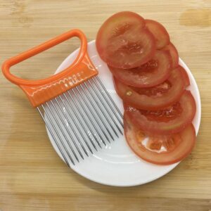 Vegetable Holder Stainless Steel Onion Fork Fruit Cutter Slicer promax.pk