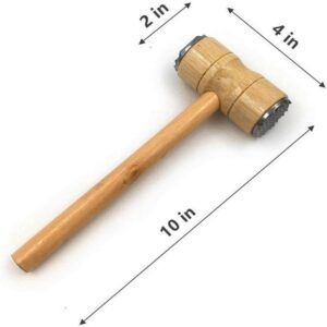 Wooden Meat Tenderizer Mallet Double Sided Aluminum Meat Hammer promax.pk