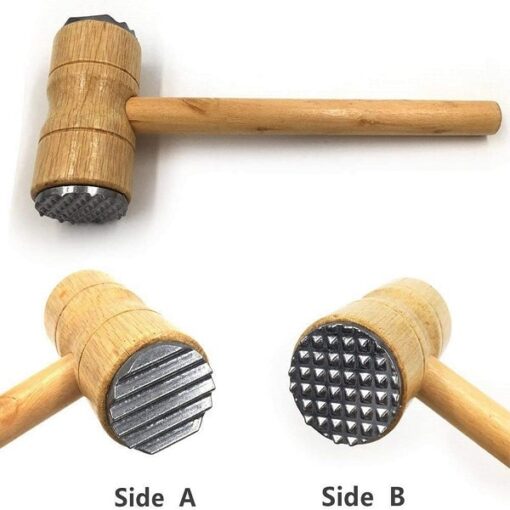 Wooden Meat Tenderizer Mallet Double Sided Aluminum Meat Hammer promax.pk