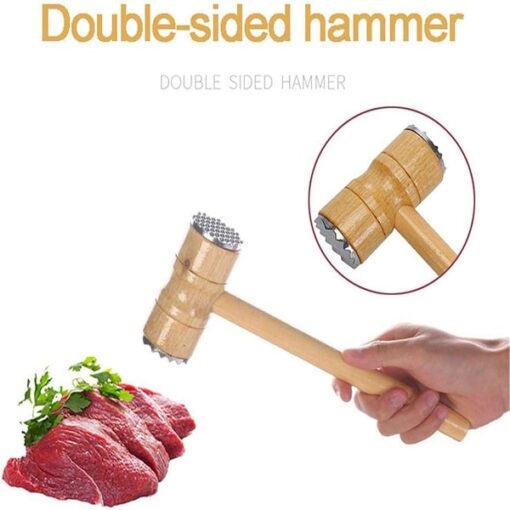 Wooden Meat Tenderizer Mallet Double Sided Aluminum Meat Hammer promax.pk