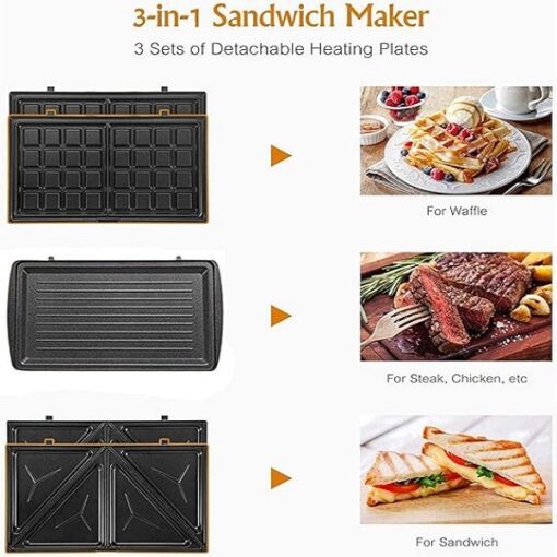3 in 1 Electric Sandwich & Waffle Maker – Breakfast Machine Promax.pk